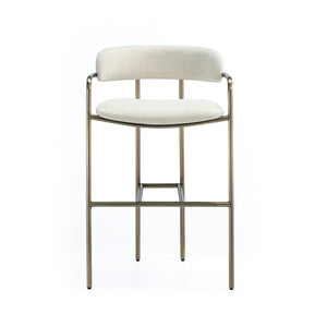 English Elm Counter Stool with Stainless Steel Frame Upholstered Seat for Kitchen Island Dining Alabaster B365P509084