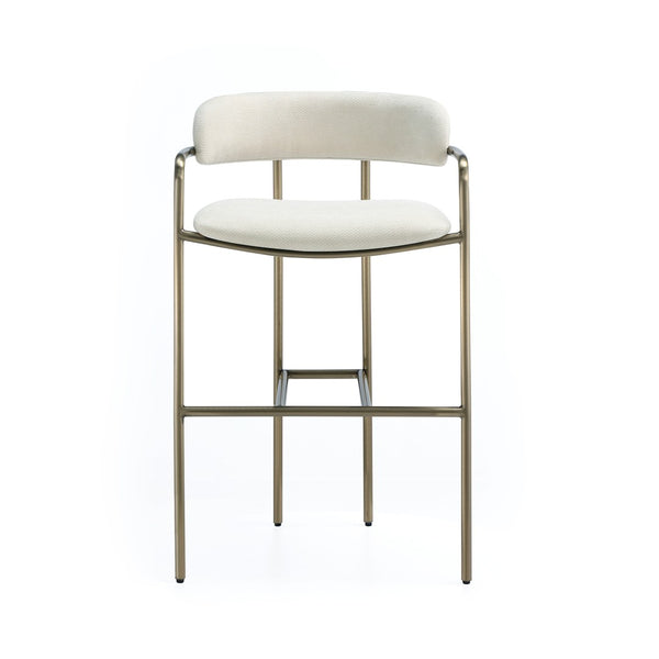 English Elm Counter Stool with Stainless Steel Frame Upholstered Seat for Kitchen Island Dining Alabaster B365P509084
