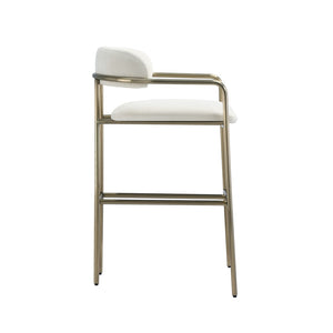 English Elm Counter Stool with Stainless Steel Frame Upholstered Seat for Kitchen Island Dining Alabaster B365P509084
