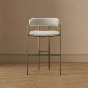 English Elm Counter Stool with Stainless Steel Frame Upholstered Seat for Kitchen Island Dining Alabaster B365P509084