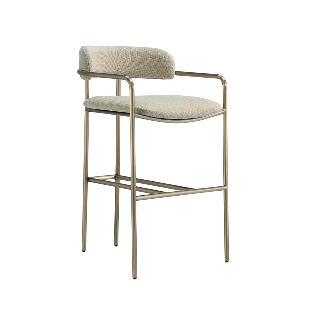 English Elm Counter Stool with Stainless Steel Frame Upholstered Seat for Kitchen Island Dining Taupe B365P509085