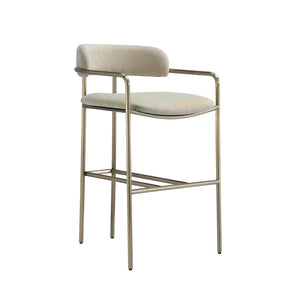 English Elm Counter Stool with Stainless Steel Frame Upholstered Seat for Kitchen Island Dining Taupe B365P509085
