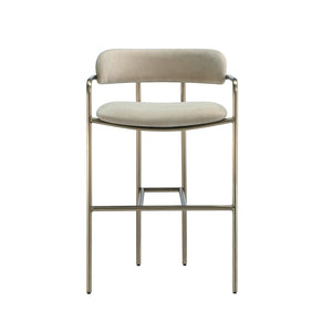 English Elm Counter Stool with Stainless Steel Frame Upholstered Seat for Kitchen Island Dining Taupe B365P509085