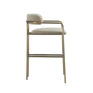 English Elm Counter Stool with Stainless Steel Frame Upholstered Seat for Kitchen Island Dining Taupe B365P509085