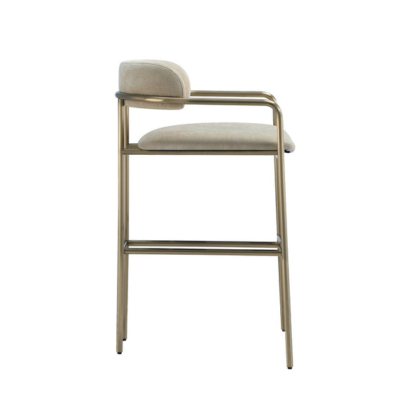 English Elm Counter Stool with Stainless Steel Frame Upholstered Seat for Kitchen Island Dining Taupe B365P509085
