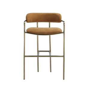 English Elm Counter Stool with Stainless Steel Frame Upholstered Seat for Kitchen Island Dining Turmeric B365P509086