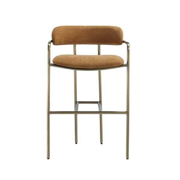 English Elm Counter Stool with Stainless Steel Frame Upholstered Seat for Kitchen Island Dining Turmeric B365P509086