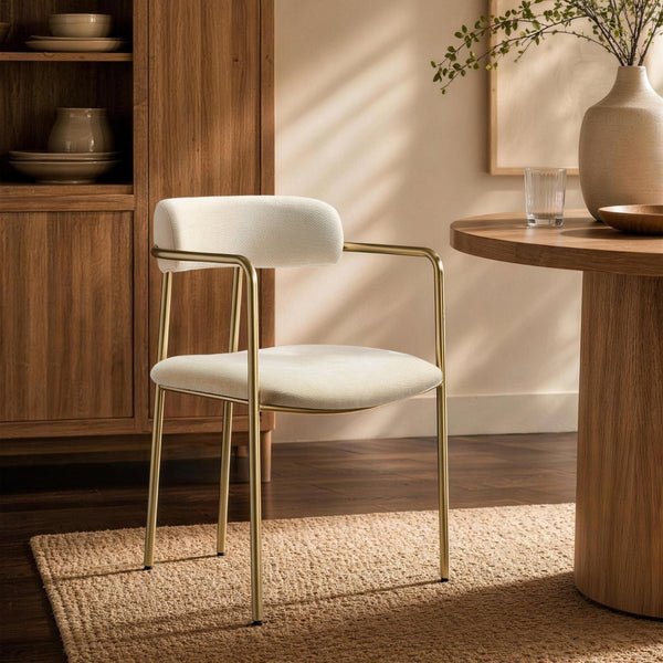 English Elm Dining Chair with Stainless Steel Legs Upholstered Ergonomic Seat for Modern Interiors Alabaster B365P509087