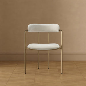 English Elm Dining Chair with Stainless Steel Legs Upholstered Ergonomic Seat for Modern Interiors Alabaster B365P509087