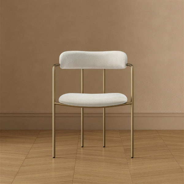 English Elm Dining Chair with Stainless Steel Legs Upholstered Ergonomic Seat for Modern Interiors Alabaster B365P509087