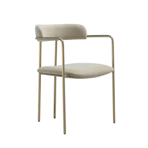 English Elm Dining Chair with Stainless Steel Legs Upholstered Ergonomic Seat for Modern Interiors Taupe B365P509088