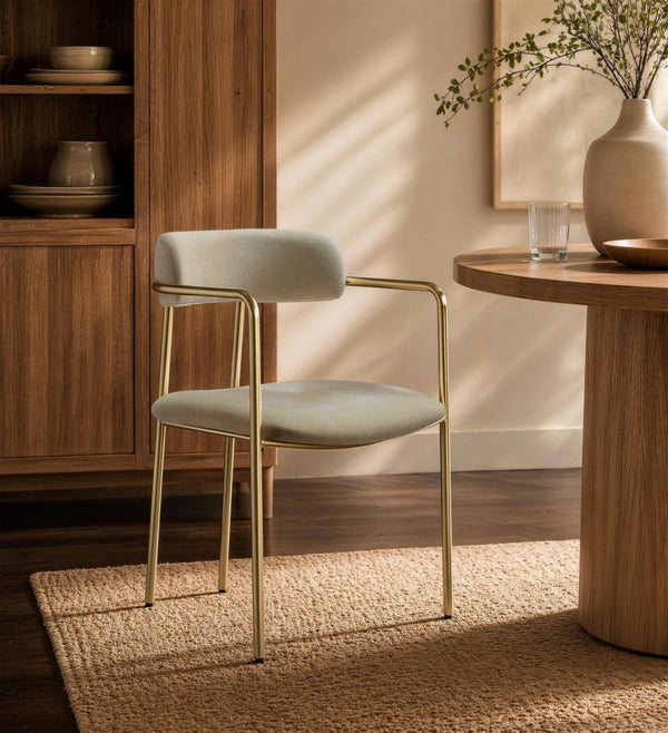 English Elm Dining Chair with Stainless Steel Legs Upholstered Ergonomic Seat for Modern Interiors Taupe B365P509088