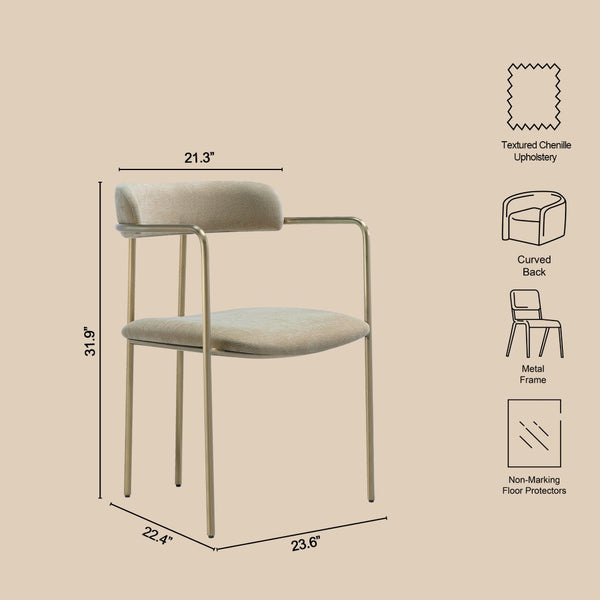English Elm Dining Chair with Stainless Steel Legs Upholstered Ergonomic Seat for Modern Interiors Taupe B365P509088
