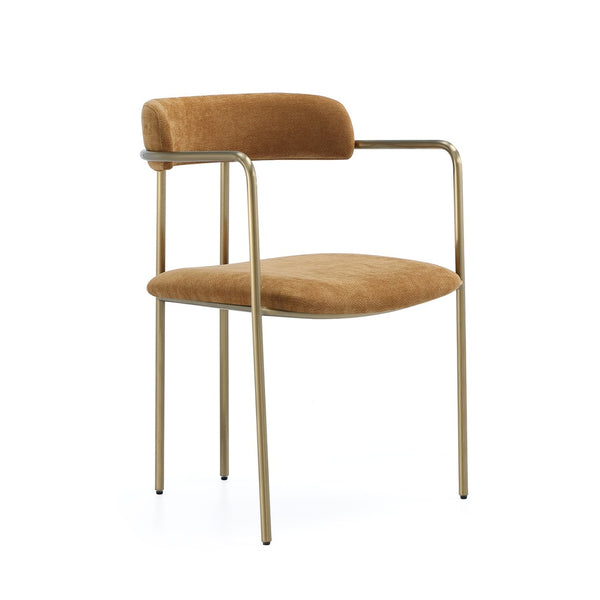 English Elm Dining Chair with Stainless Steel Legs Upholstered Ergonomic Seat for Modern Interiors Turmeric B365P509089