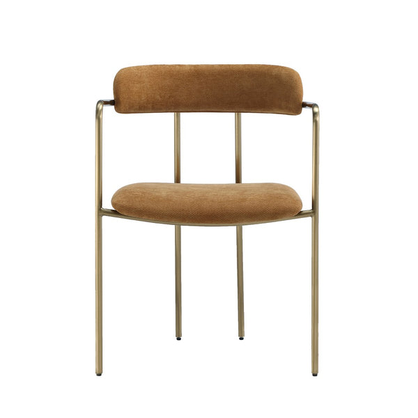 English Elm Dining Chair with Stainless Steel Legs Upholstered Ergonomic Seat for Modern Interiors Turmeric B365P509089