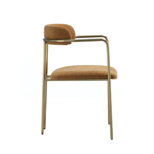 English Elm Dining Chair with Stainless Steel Legs Upholstered Ergonomic Seat for Modern Interiors Turmeric B365P509089