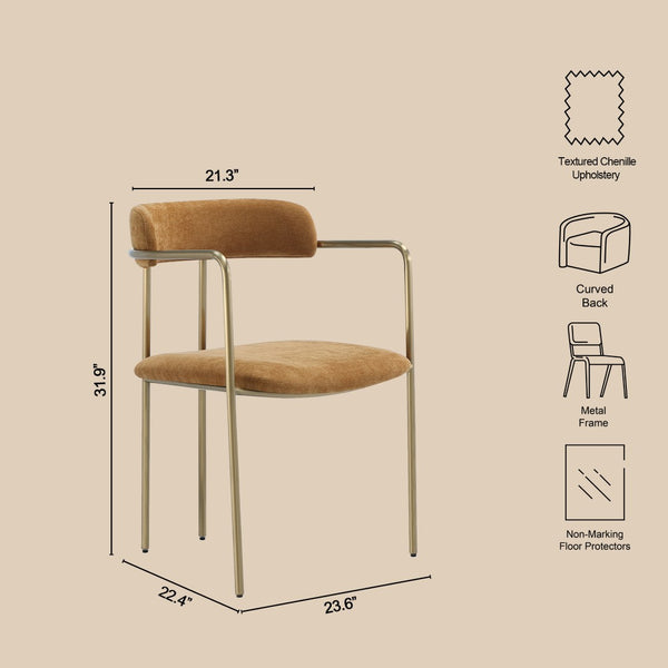 English Elm Dining Chair with Stainless Steel Legs Upholstered Ergonomic Seat for Modern Interiors Turmeric B365P509089