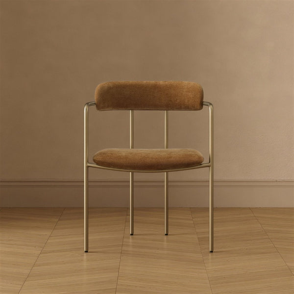 English Elm Dining Chair with Stainless Steel Legs Upholstered Ergonomic Seat for Modern Interiors Turmeric B365P509089