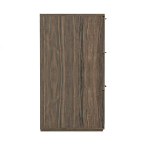 English Elm Dresser with Sculpted Six Drawer Front Design in Warm Oak Finish and Gold Accents Walnut B365S00164