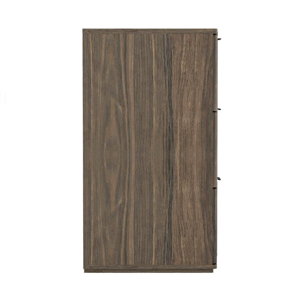 English Elm Dresser with Sculpted Six Drawer Front Design in Warm Oak Finish and Gold Accents Walnut B365S00164