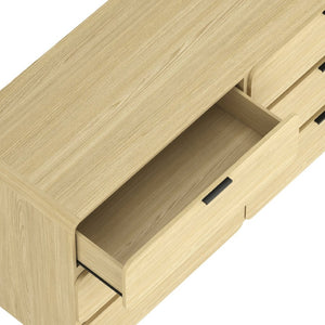 English Elm Dresser Six Drawer Manufactured Wood Minimalist Bedroom Storage with Recessed Metal Hardware Natural B365S00165