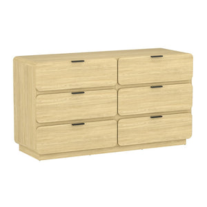 English Elm Dresser Six Drawer Manufactured Wood Minimalist Bedroom Storage with Recessed Metal Hardware Natural B365S00165