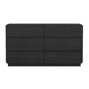 English Elm Dresser Six Drawer Manufactured Wood Minimalist Bedroom Storage with Recessed Metal Hardware Black B365S00166