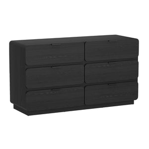 English Elm Dresser Six Drawer Manufactured Wood Minimalist Bedroom Storage with Recessed Metal Hardware Black B365S00166