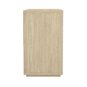 English Elm Dresser with Six Drawers Brushed Gold Handles Rounded Wood Frame for Modern Bedroom Natural B365S00167
