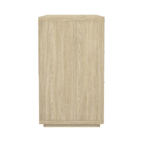 English Elm Dresser with Six Drawers Brushed Gold Handles Rounded Wood Frame for Modern Bedroom Natural B365S00167