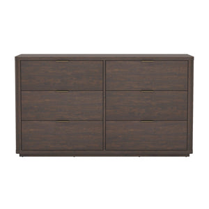 English Elm Dresser with Six Drawers Brushed Gold Handles Rounded Wood Frame for Modern Bedroom Brown B365S00168