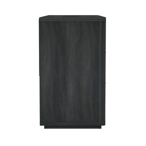 English Elm Dresser with Six Drawers Brushed Gold Handles Rounded Wood Frame for Modern Bedroom Charcoal Gray B365S00169