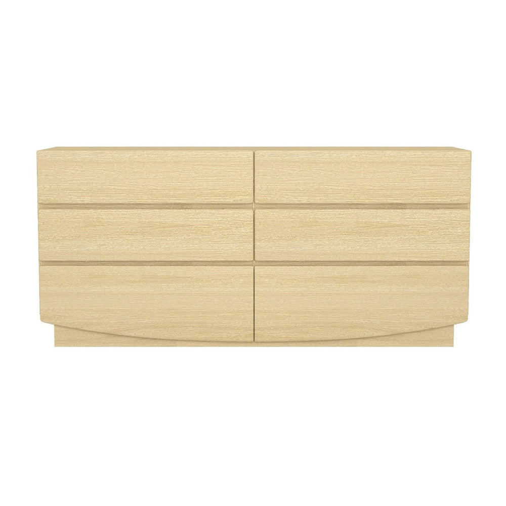 English Elm Dresser with Six Handle-free Drawers in Warm Wood Grain Laminate for Modern Bedrooms Oak B365S00170