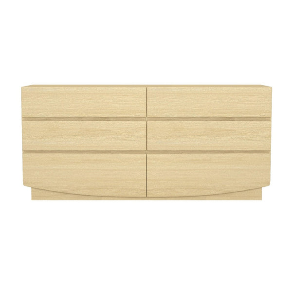 English Elm Dresser with Six Handle-free Drawers in Warm Wood Grain Laminate for Modern Bedrooms Oak B365S00170