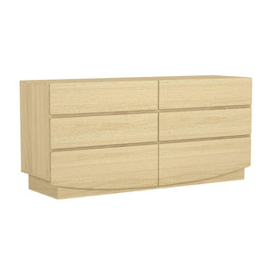English Elm Dresser with Six Handle-free Drawers in Warm Wood Grain Laminate for Modern Bedrooms Oak B365S00170