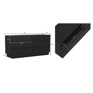 English Elm Dresser with Six Handle-free Drawers in Warm Wood Grain Laminate for Modern Bedrooms Black B365S00171