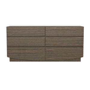 English Elm Dresser with Six Handle-free Drawers in Warm Wood Grain Laminate for Modern Bedrooms Walnut B365S00172