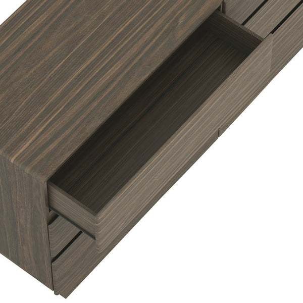 English Elm Dresser with Six Handle-free Drawers in Warm Wood Grain Laminate for Modern Bedrooms Walnut B365S00172