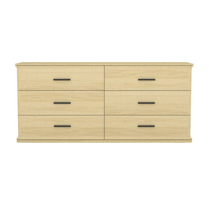 English Elm Dresser with Six Drawers in Warm Wood Grain Laminate for Modern Bedroom Storage Oak B365S00173