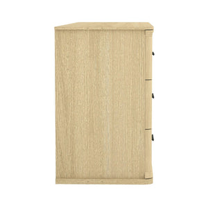 English Elm Dresser with Six Drawers in Warm Wood Grain Laminate for Modern Bedroom Storage Oak B365S00173