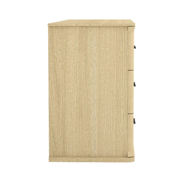 English Elm Dresser with Six Drawers in Warm Wood Grain Laminate for Modern Bedroom Storage Oak B365S00173