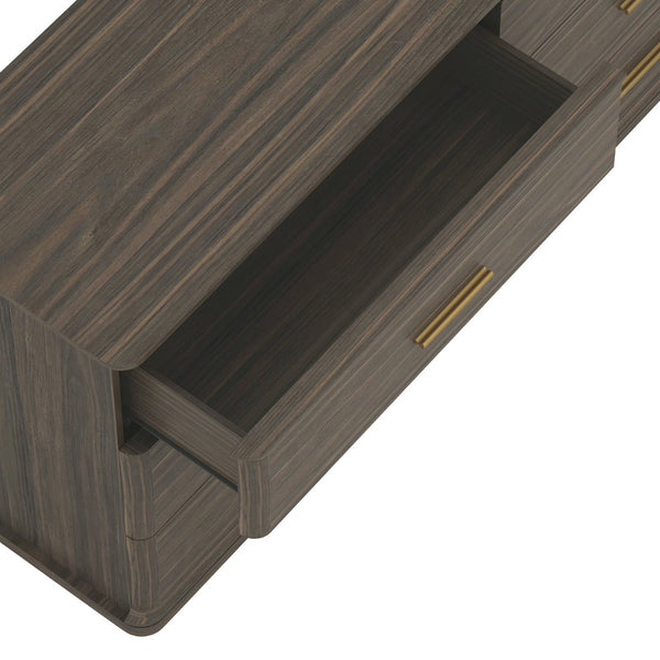 English Elm Dresser with Six Drawers in Warm Wood Grain Laminate for Modern Bedroom Storage Walnut B365S00175