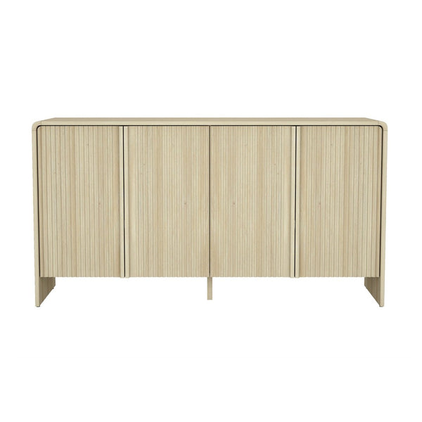 English Elm Sideboard with Fluted Drawer Fronts Push Open Handle Free Design for Dining Rooms Oak B365S00176