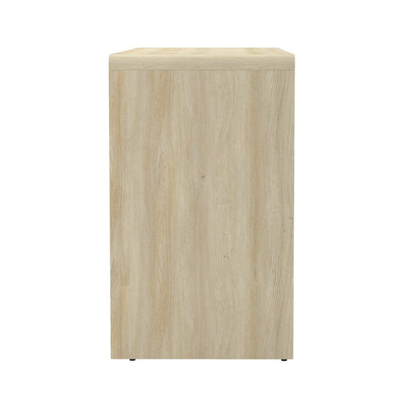 English Elm Sideboard with Fluted Drawer Fronts Push Open Handle Free Design for Dining Rooms Oak B365S00176