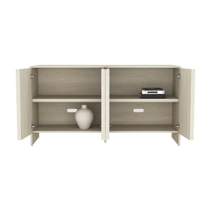 English Elm Sideboard with Fluted Drawer Fronts Push Open Handle Free Design for Dining Rooms Oak B365S00176