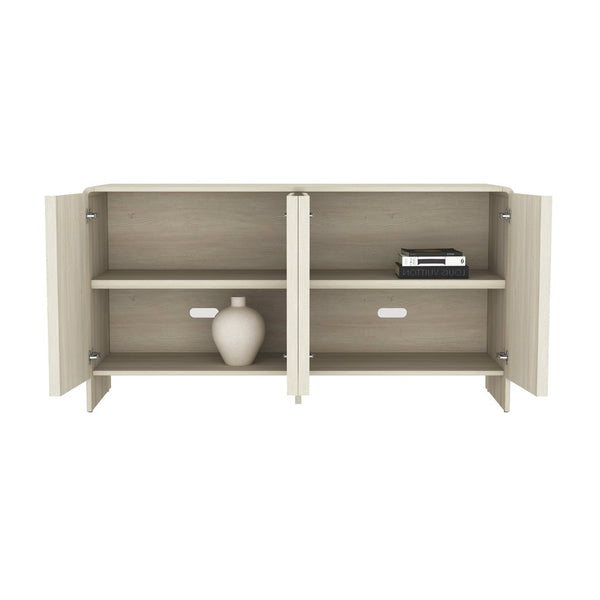 English Elm Sideboard with Fluted Drawer Fronts Push Open Handle Free Design for Dining Rooms Oak B365S00176