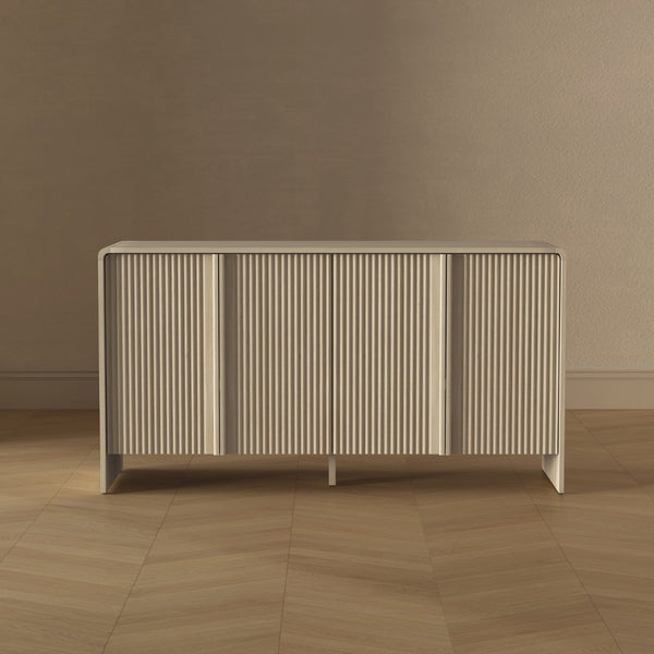 English Elm Sideboard with Fluted Drawer Fronts Push Open Handle Free Design for Dining Rooms Oak B365S00176
