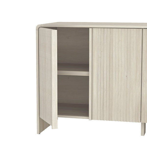 English Elm Sideboard with Fluted Drawer Fronts Push Open Handle Free Design for Dining Rooms Oak B365S00176