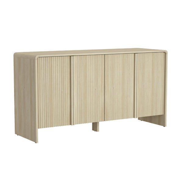 English Elm Sideboard with Fluted Drawer Fronts Push Open Handle Free Design for Dining Rooms Oak B365S00176