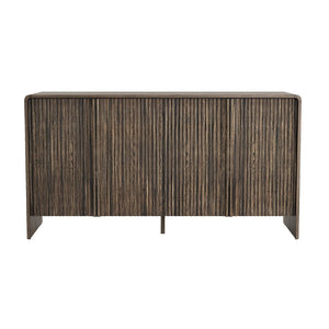 English Elm Sideboard with Fluted Drawer Fronts Push Open Handle Free Design for Dining Rooms Dark Walnut B365S00177